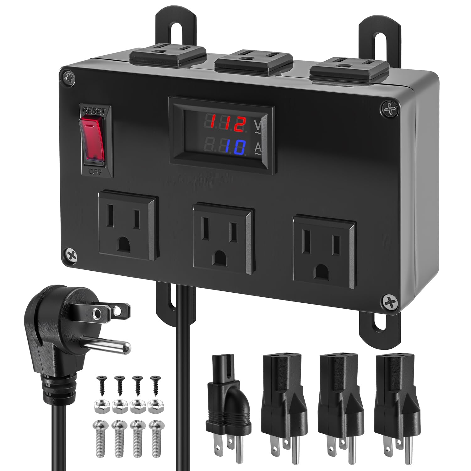 Half Width Rack Mount PDU, 6 Outlets, 3 IEC C13 & 1 IEC C7 Adapters, AC1031 Distribution Unit 125V 15A Media Enclosure Power Strip Fit for OnQ Cabinet