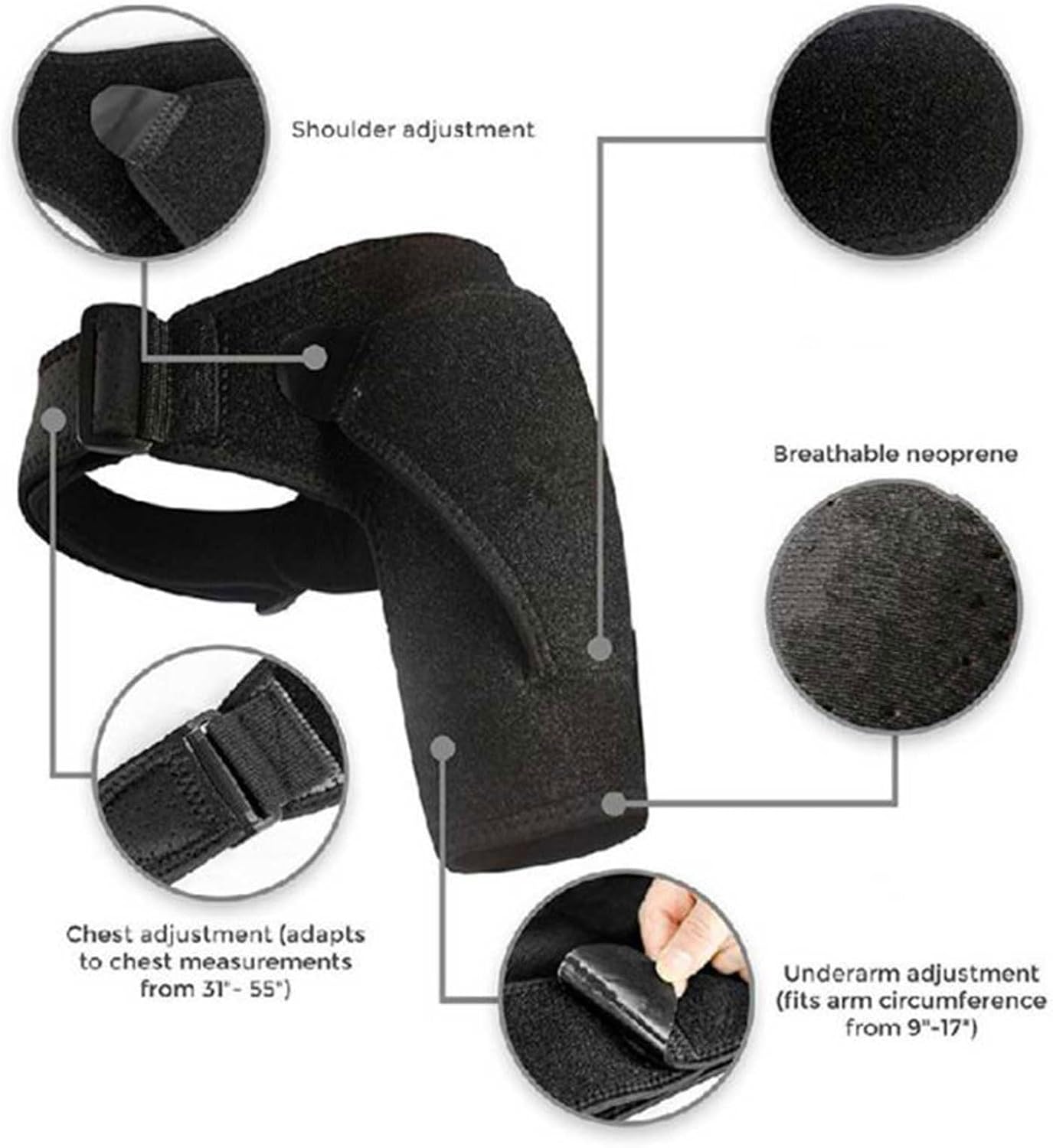 2 Pack Sports Shoulder Support Brace for Men and Women - Compression Sleeve for Frozen Shoulder, AC Joint Pain Relief - Adjustable Shoulder Wrap Fits Left and Right,Blue