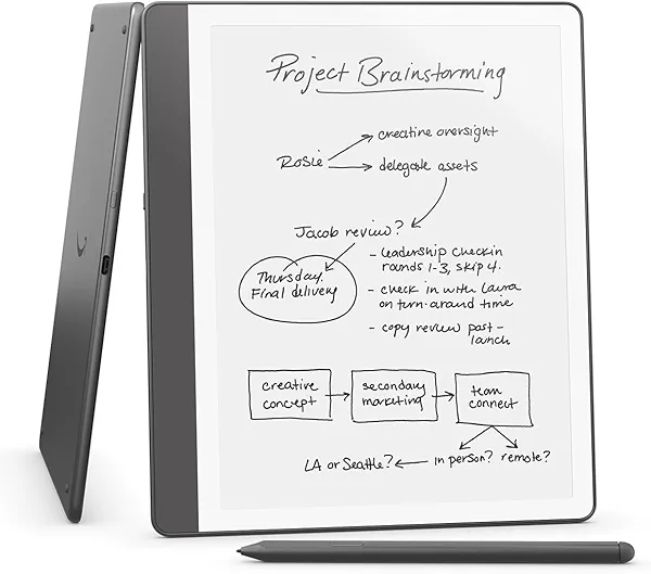 Amazon Kindle Scribe (64GB) - Your notes, documents and books, all in one place. With built-in AI notebook summarization. Includes Premium Pen - Tungsten