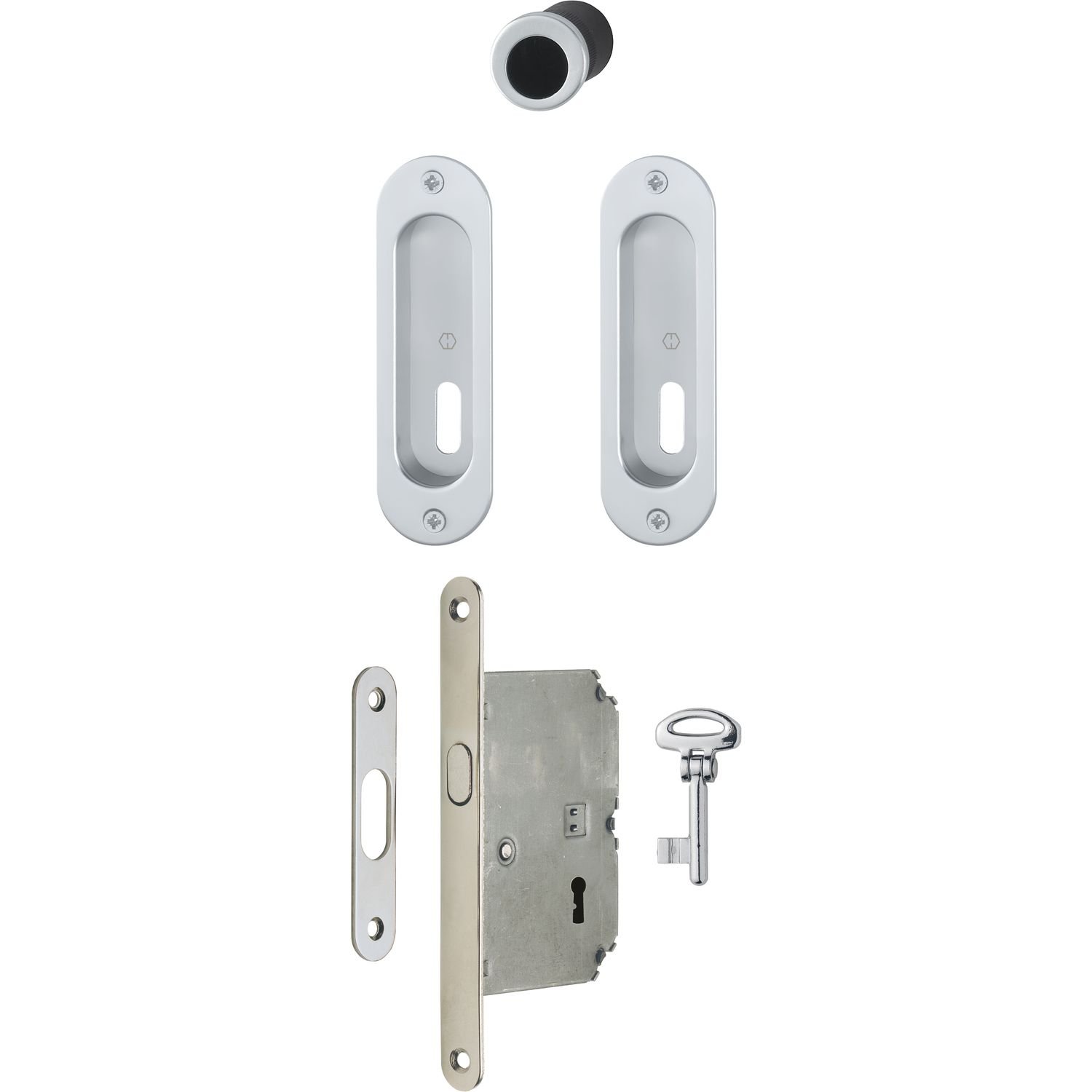 Hoppe 3948382 porta scorrevole Conchiglia Set 4930 – con castello, ovale Ros. BB, colore cromo SAT