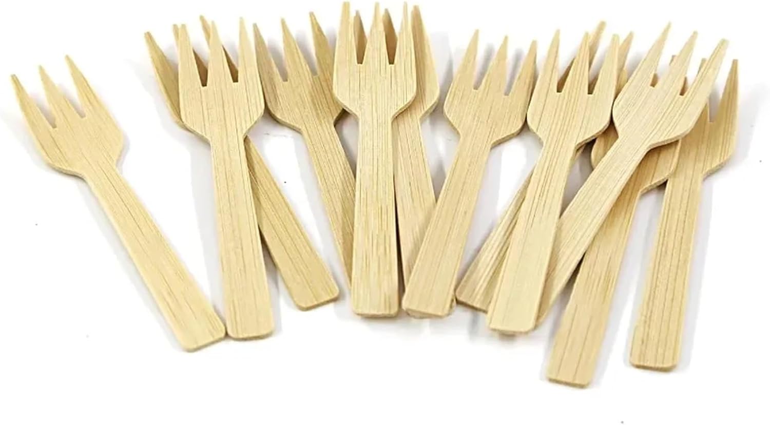 Disposable Bamboo Cutlery Set 200 Pcs Mini Bamboo Fork, 3.54 Inch Biodegradable Disposable