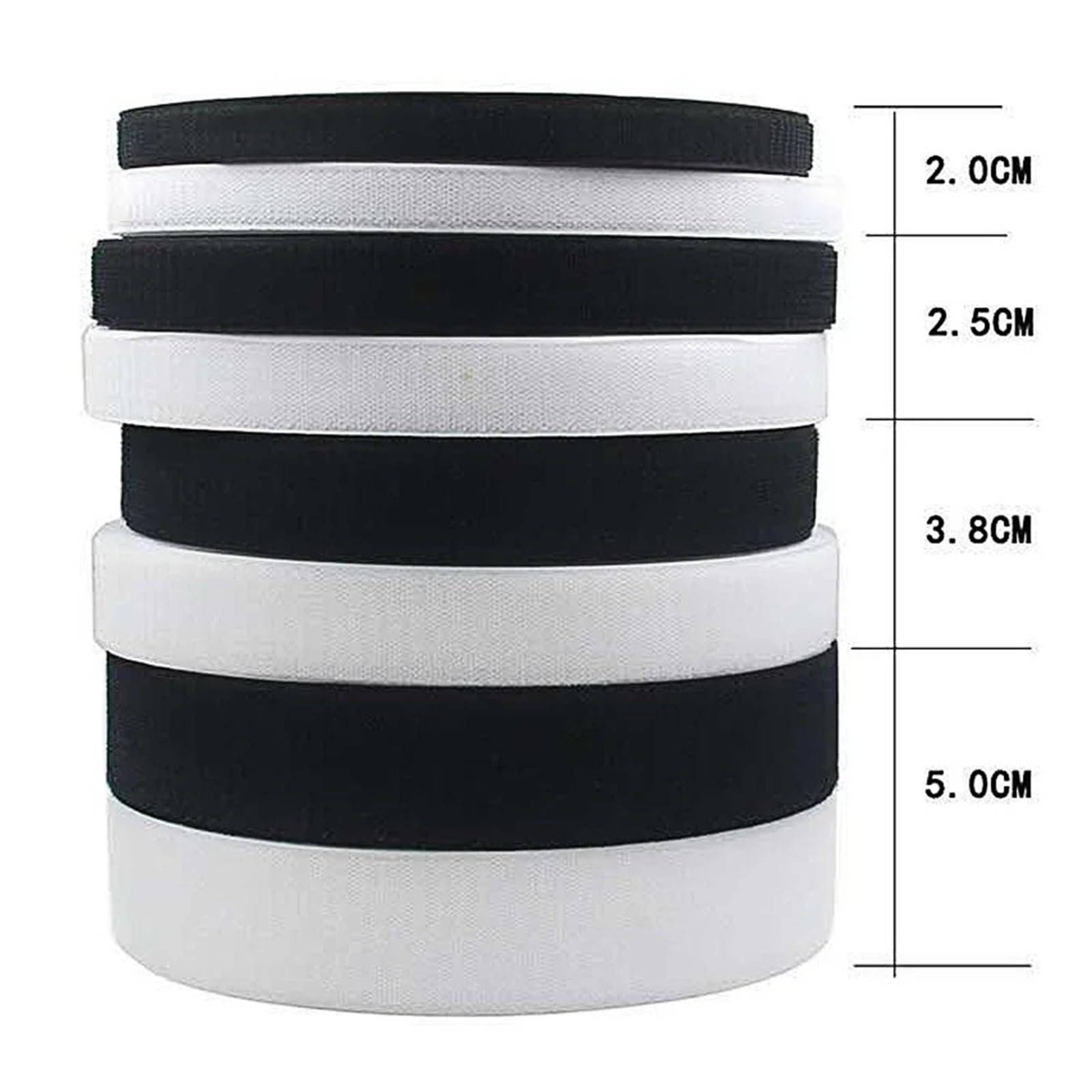 Cinta adhesiva de sujeción for coser, con gancho y bucle, mágica, sin pegamento, 25 metros por lote para Coser(White 38mm)