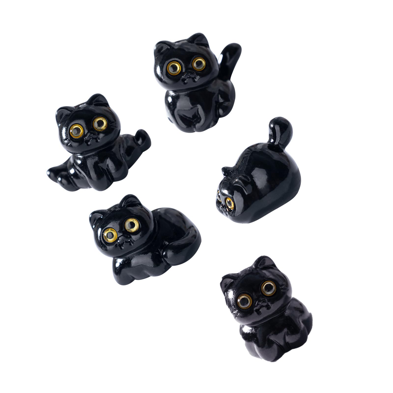 Maxtonser Set of 5 Cartoon Miniature Kitten Statue Black Cats Figurines Car Dashboard Ornaments For Desk Decors And Stress Relief
