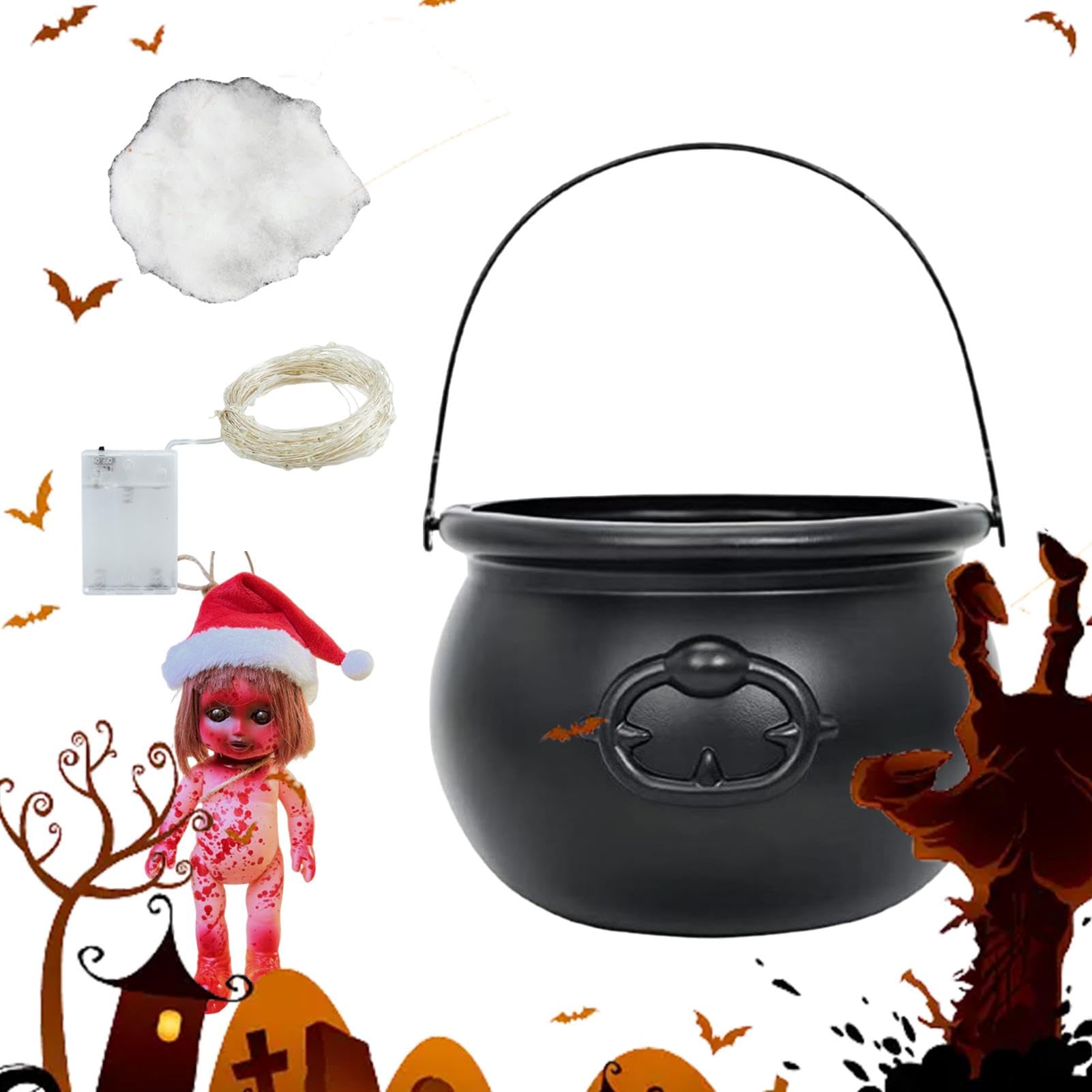 Kocio? wied?my, dekoracja kocio?ka Halloween, garnek do kot?a ze ?wiat?em