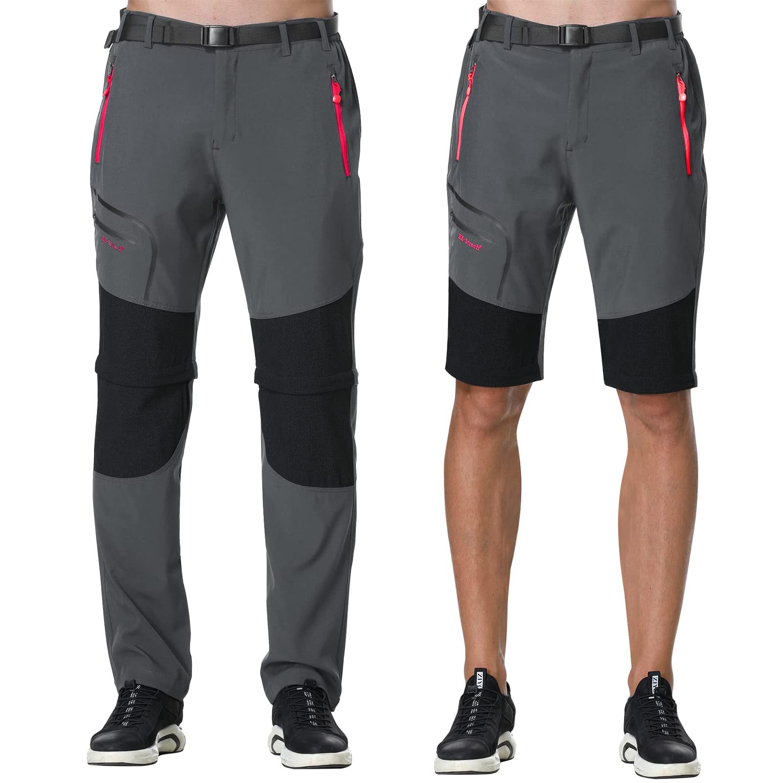 Pantalones Trekking Hombre Montaña Pantalones Convertible Cortos,Impermeable Secado RáPido Transpirable Anti-ArañAzos Trabajo Pantalones Senderismo