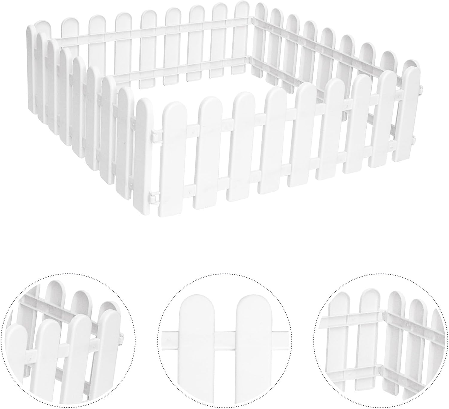 8Pcs White Plastic Decorative Fence Panels for Garden and Yard Outdoor Decorating, 50Cm X 16Cm Small Villa Courtyard Enclosure, Lightweight Protective Barrier for Patio and Lawn