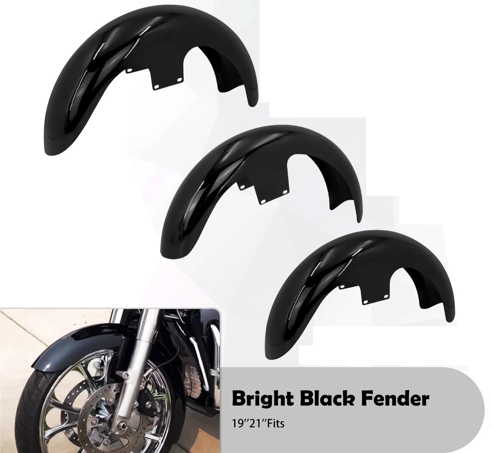 Front Fender / Mudflap For Harley Electra Glide & Street Glide 2014-2023 - 17 Inch Gloss Black Splash Guard