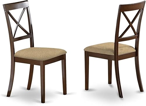 Miniatura 4 de East West Furniture BOC-CAP-W Boston - Juego de 2 sillas de comedor de madera maciza con respaldo cruzado, color capuchino