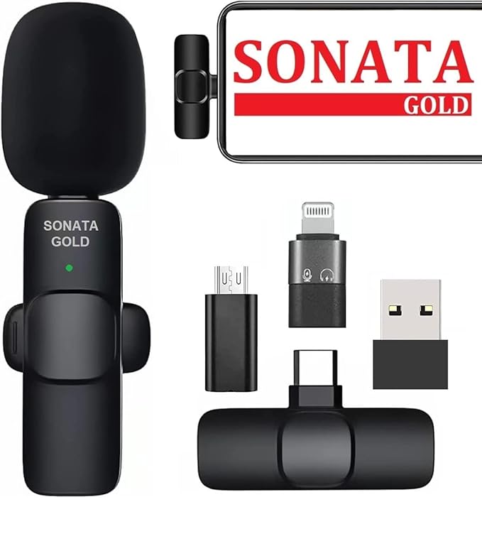 SONATA GOLD Wireless mic Lavalier Plug & Play Microphone S111 Lapel Mic System for YouTube