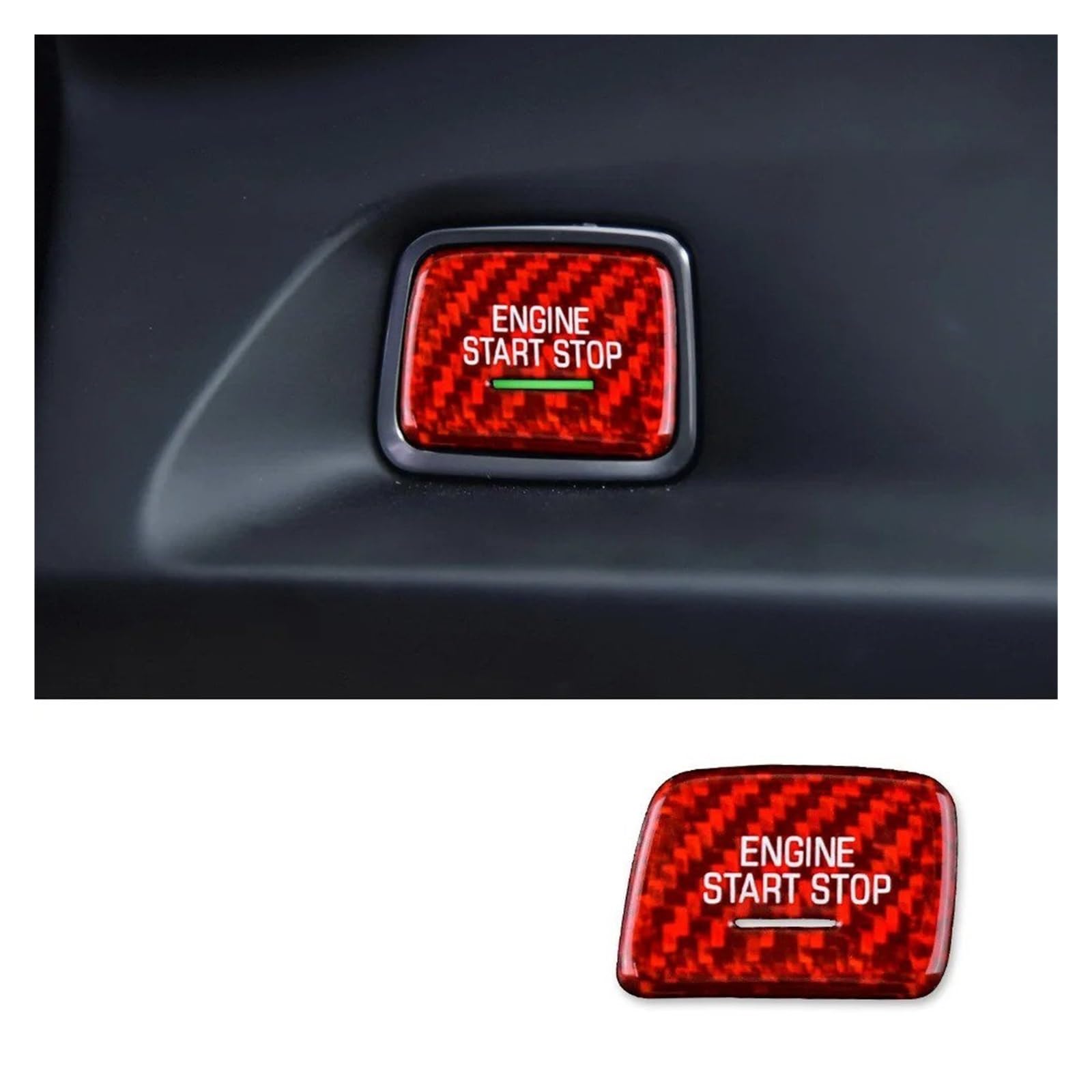 Car Accessory for Chevrolet for Corvette 2014-2019 for Camaro 2016-2020 Hard Carbon Fiber Ignition Engine Switch Button Sticker Interior Mouldings(A Red)