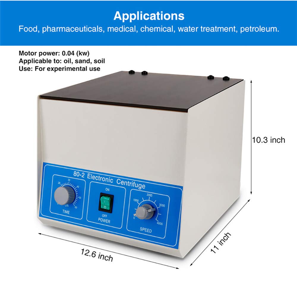 Centrífugas de Laboratorio de Baja Velocidad, 4000 RPM Separación de centrífuga eléctrica Burbuja Separación de Plasma médico, Suero Aislado de PRP de Sangre, Tubo de centrífuga de 12x 20 ML, Tempor