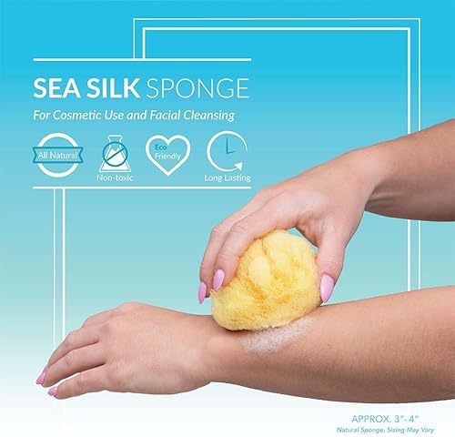 Miniatura 4 de Esponja de seda suave de mar - para uso cosmético, limpieza facial, 3-4 pulgadas