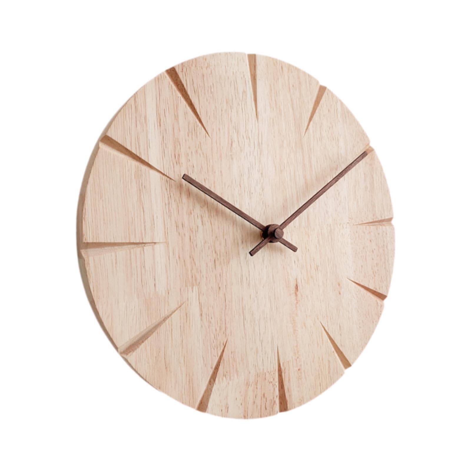 Zambuph Round Wall Clock Solid Wood Decorative Watch Living Room Kitchen Silent Non Ticking Home Decor Gift Item Solid Wood Wall Clock For Living Room Decor