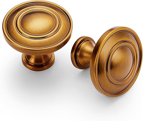 Aandxomk - Juego de 10 pomos de latón antiguo de 1.25 pulgadas, herrajes de gabinete de cocina, puerta de armario, cajón de metal, escritorio,