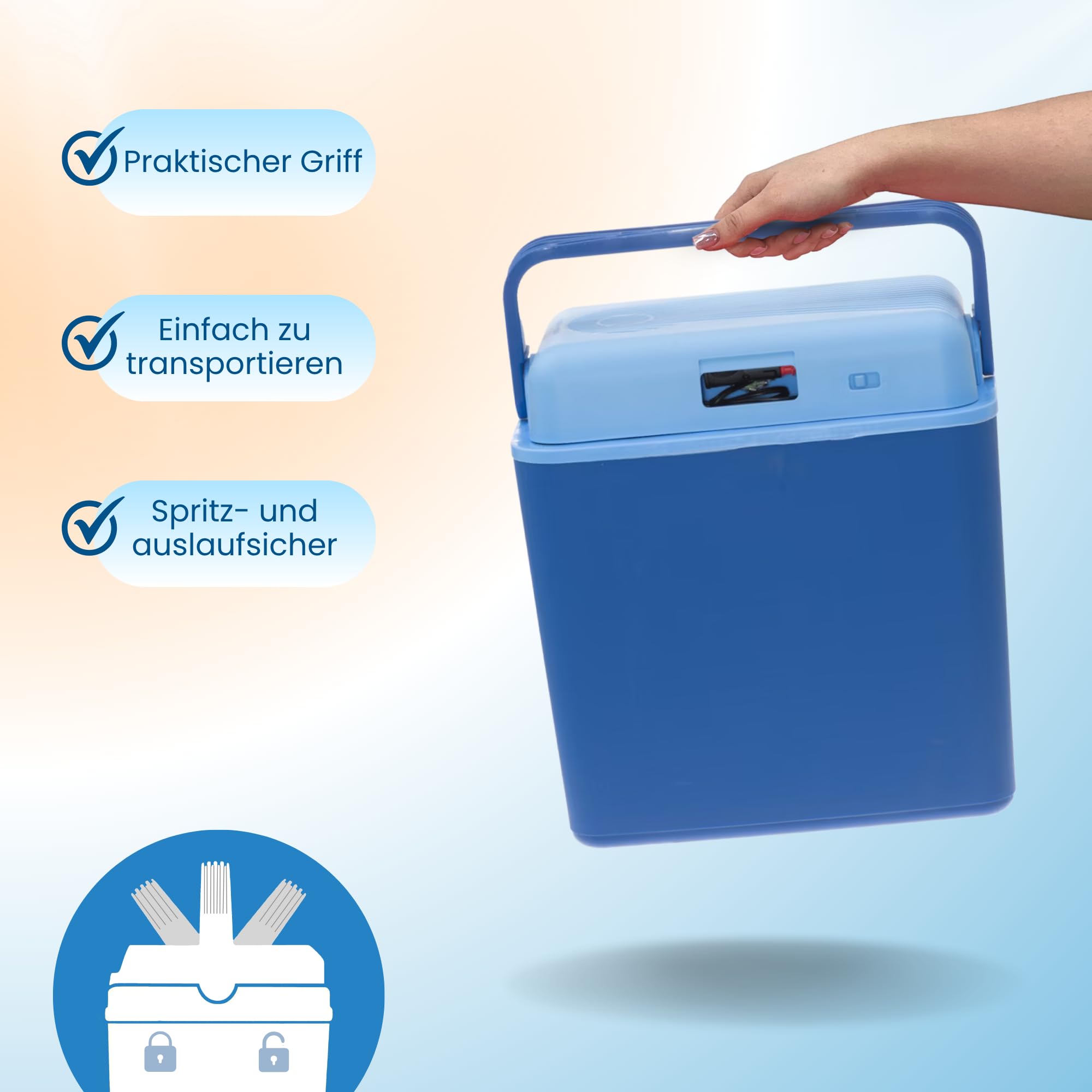 Elektrische Kühlbox 24L - 12V Thermobox, Camping Kühlschrank, elektrisch Isolierbox, tragbare Kühlbox für Auto, Boot, Garten und Reisen, kompakt und leise – Kamai Coolbox
