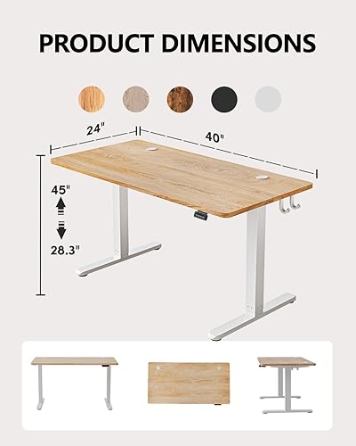 Miniatura 3 de BANTI Escritorio eléctrico de pie ajustable de 40 x 24 pulgadas, mesa de pie, escritorio de oficina en casa con tablero de empalme, parte superior