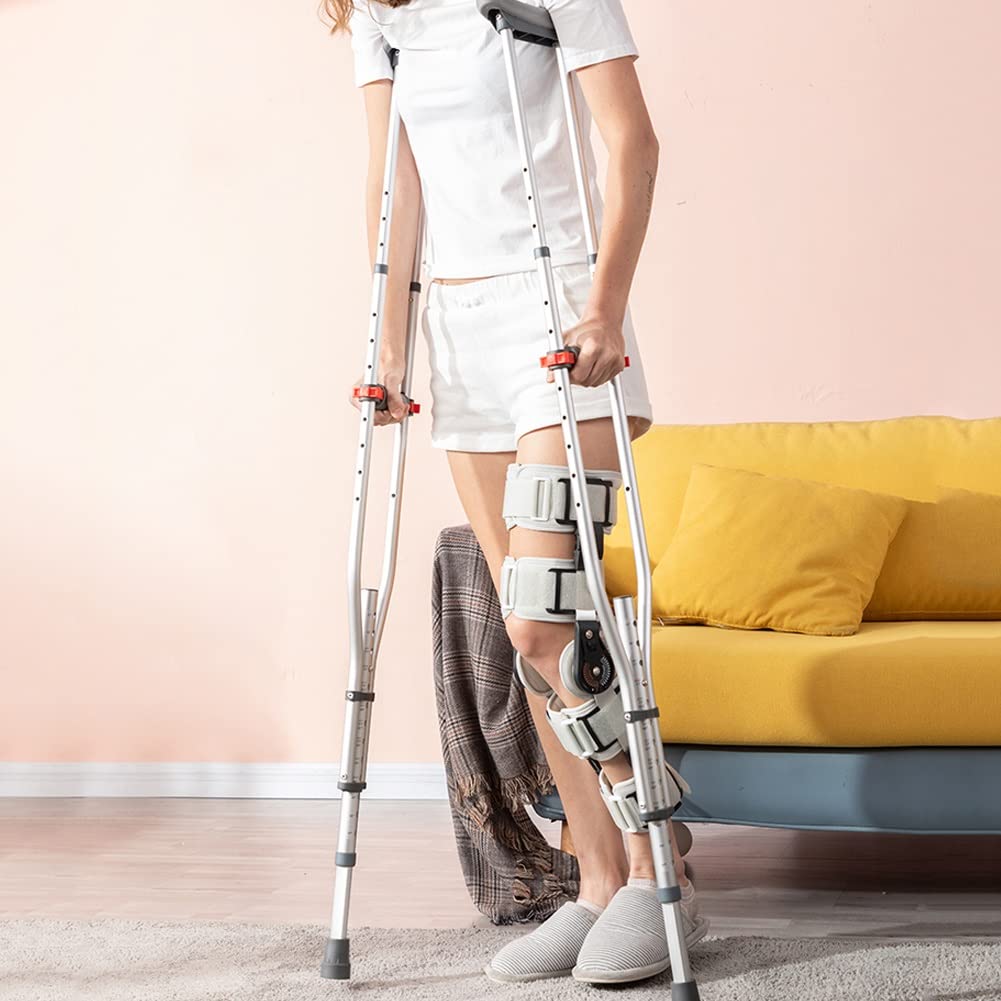 Muletas Ajustables para Adultos para Caminar, Muletas Médicas Plegables de Aluminio con Cómoda Almohadilla para Las Axilas Y Empuñadura, Pack de 2