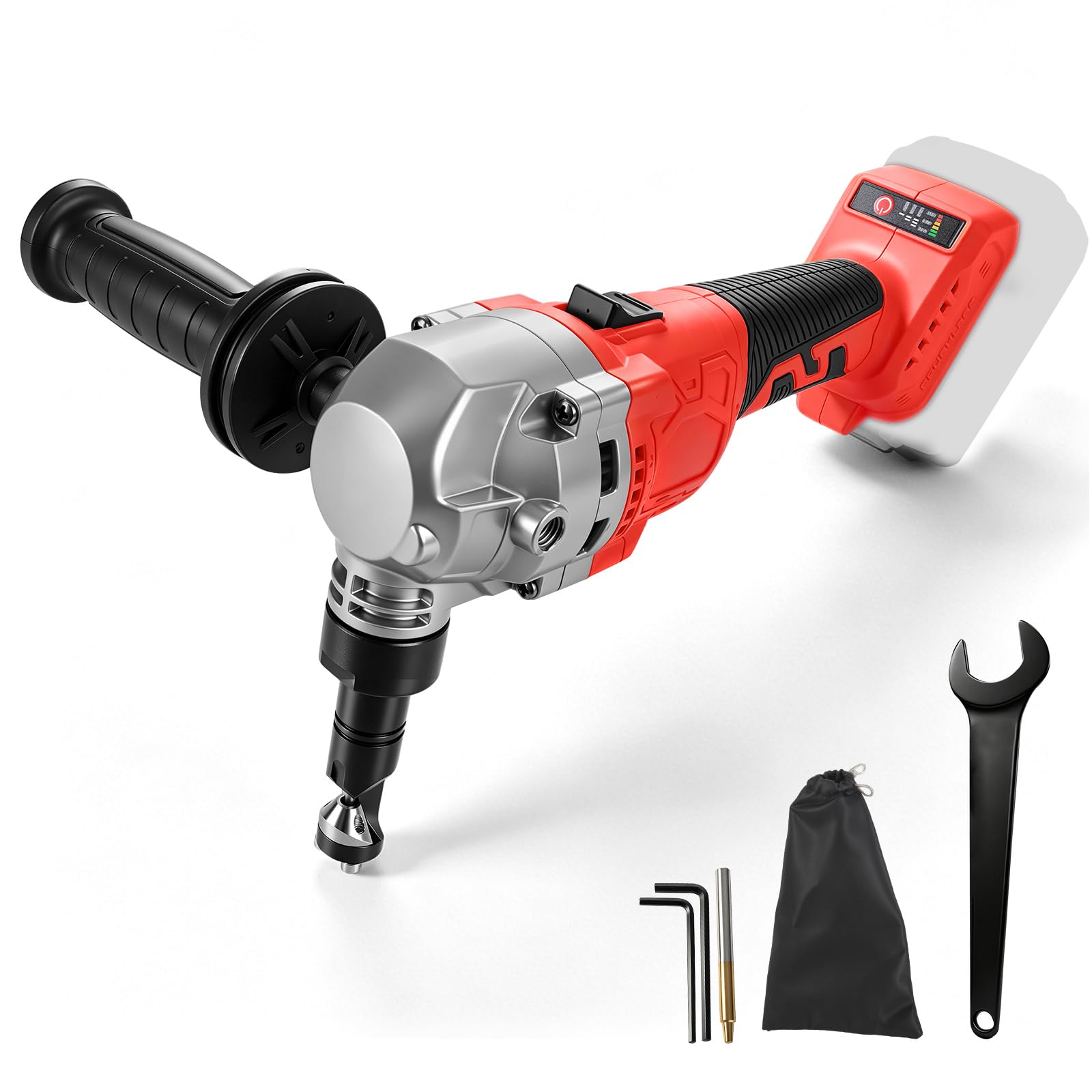 Blechknabber Knabber Blechknabber Kompatibel mit Milwaukee M 18V Akku, 1900SPM 800W Bürstenlose 3 Geschwindigkeiten 360° Drehbarem Knabberkopf für Edelstahl und Aluminium(ohne Akku) (Rot)