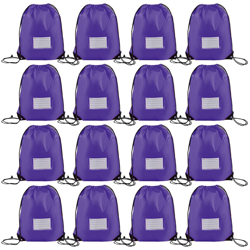 16 Pack Drawstring Bags,Bulk Draw String Backpack, DIY Gym Sports Cinch Bag Sackpack for Women Men, Purple