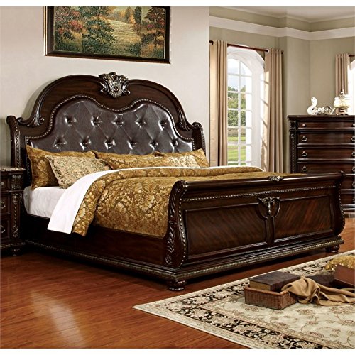 Furniture of America Strout Traditional Wood Panel Queen Bed in Brown Cherry (Headboard and Footboard Only)