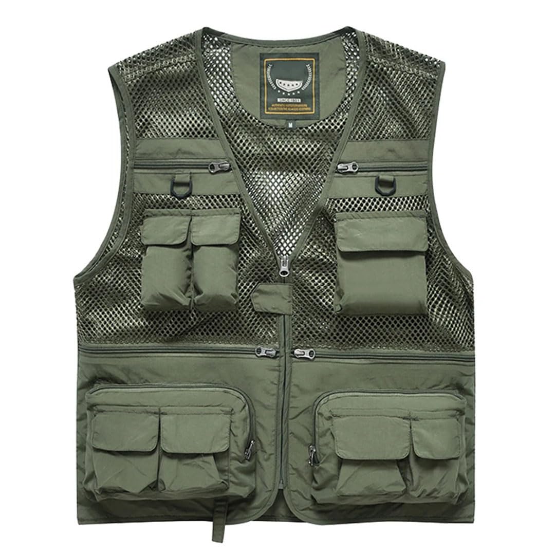 Gilet da uomo in rete US Outdoor Light Impermeabile Quick-Dry Cargo Safari Pesca Fotografia Gilet Giacca