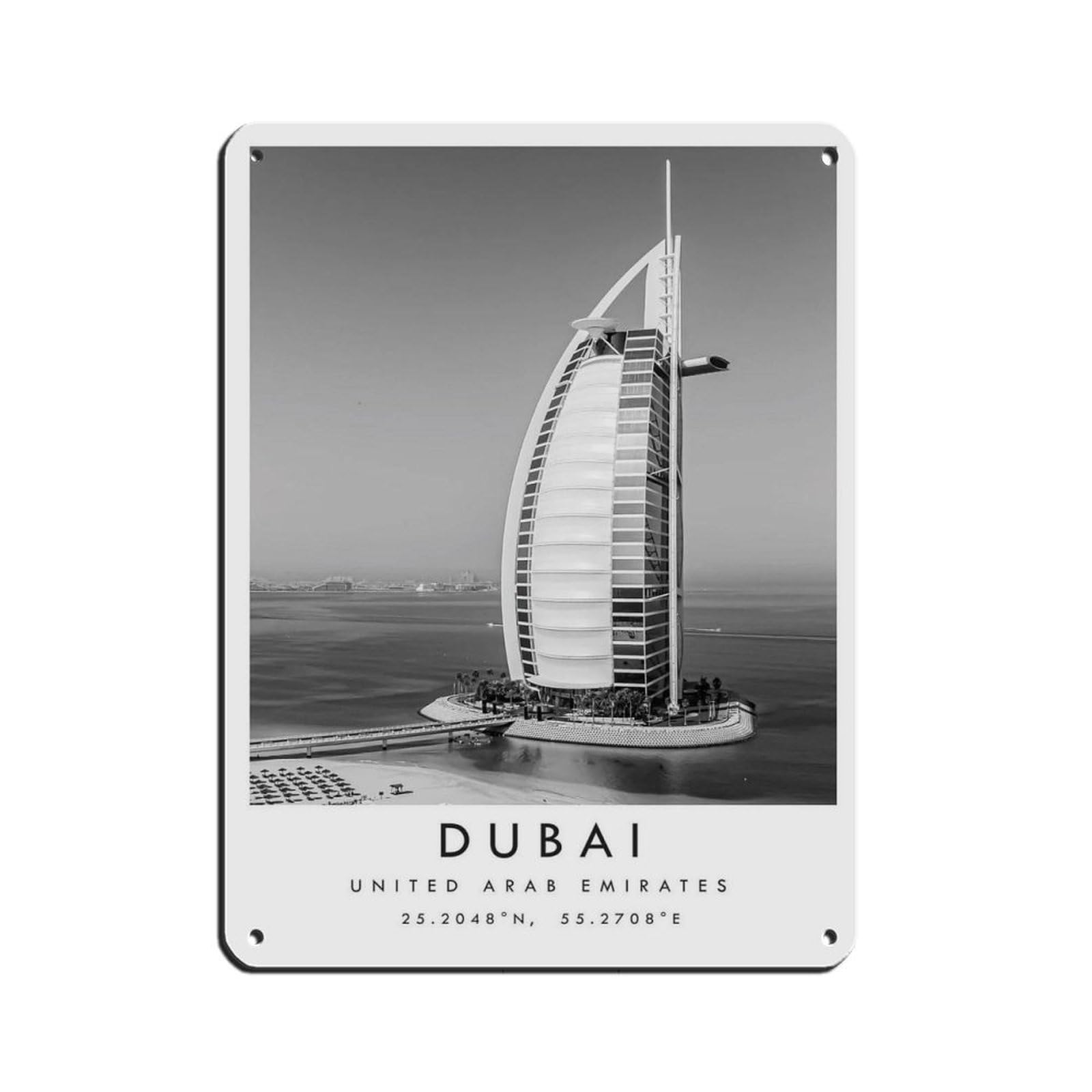 Dubai Travel, Dubai Poster (2) Tin Sign Vintage Metal Pub Club Cafe Bar Home Wall Art Decoration Poster Retro 12x16inch(30x40cm)