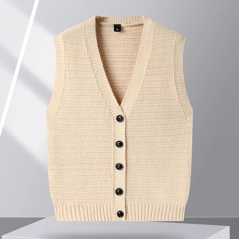 Men's Solid Sleeveless Knitted Vest Casual Cardigan Slim Fit Sweater Waistcoat Top3