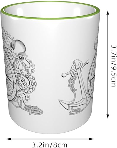Miniatura 2 de Taza de café vintage con brújula y pulpo, tazas de café de cerámica con asa, tazas de té, tazas para café, tazas para beber, regalos para mujeres y