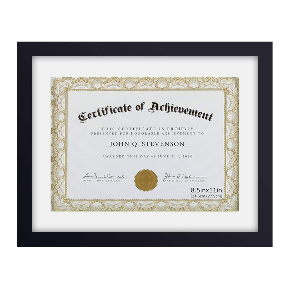 RPJC Document Frame Certificate Frames Made of Solid Wood High Definition Glass and Display Diplomas 8.5x11 with Mat or 11x14 Inch Without Mat Picture Frame Black