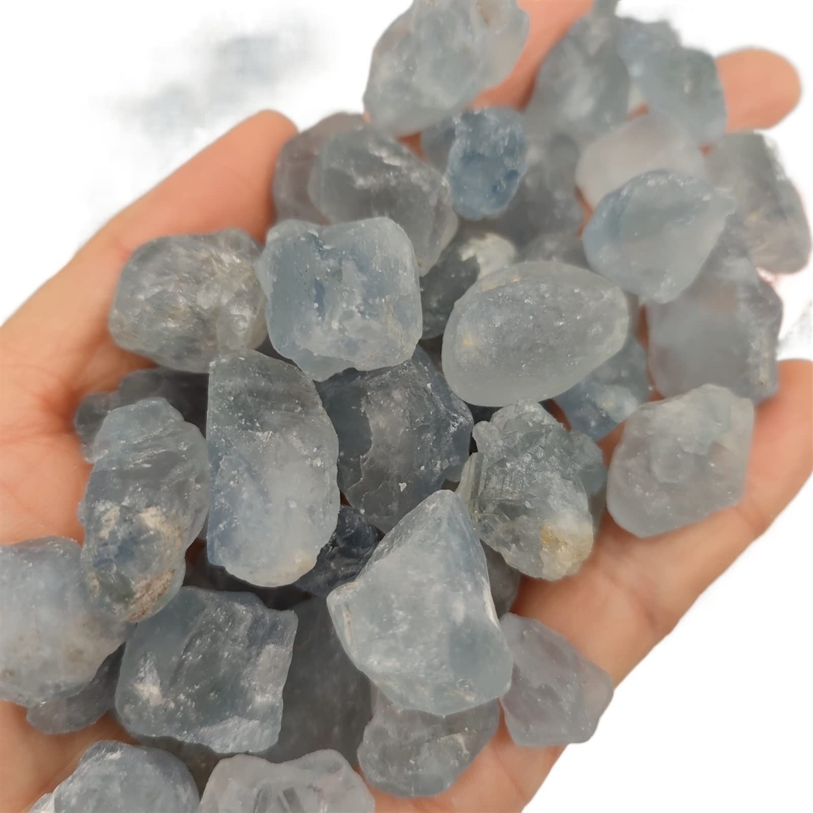 100 g/Paquete Natural áspero Celestite Cuarzo Cristal caído Piedra Chip Grava hogar Acuario decoración espécimen Inicio Colecciones