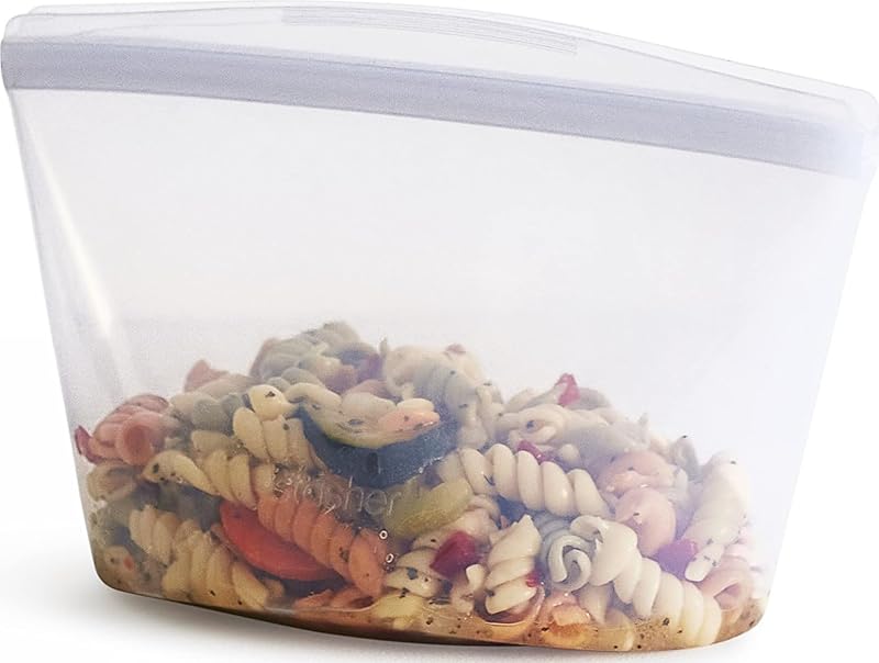 Premium Reusable Silicone Leak-Free Food Storage Bowl, Clear, 4-Cup | Food-Safe Silicone, Freezer, Sous Vide, Microwave, Dishwasher, Oven Safe, Meal Prep, Lunch Container, BPA-Free, Eco-Friendly