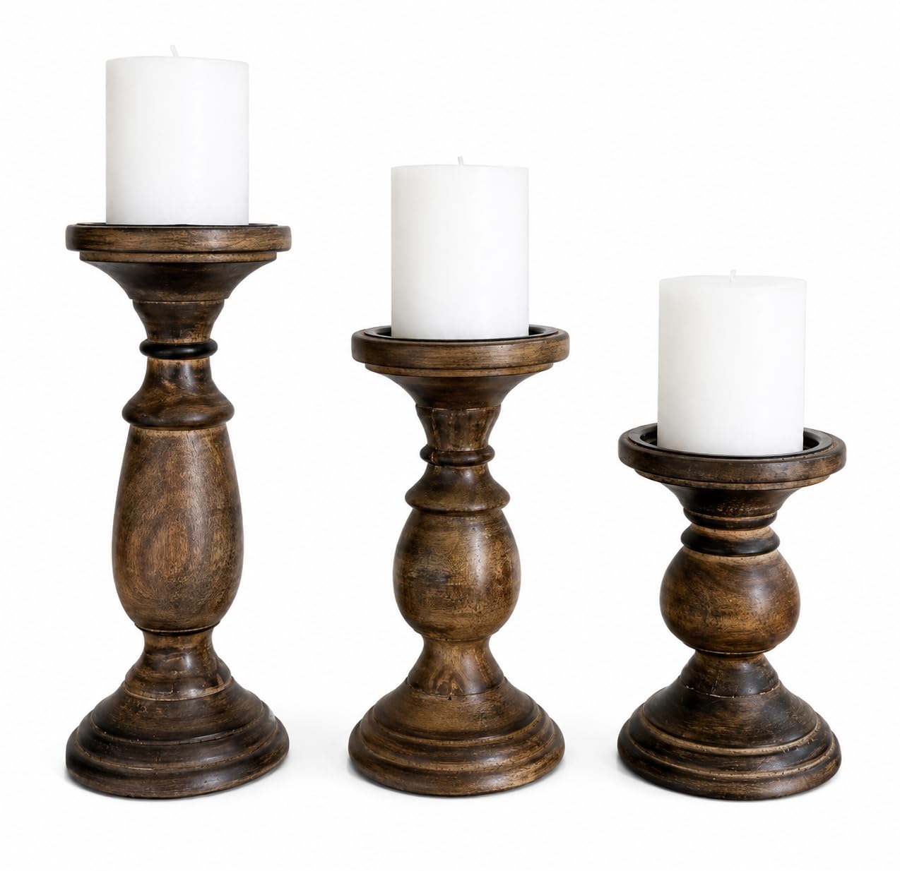 Portacandele in metallo, supporto vintage per candele a pilastro, candelabri centrotavola per decorazione da tavolo e camino, set di 3
