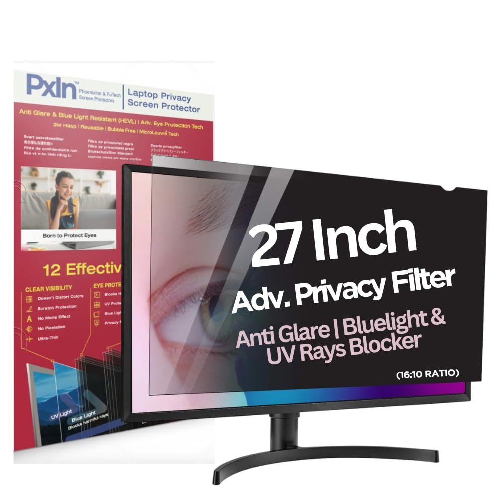 PxIn 27 Inch monitor Privacy Filter Guard | No Eye Strain | Anti Glare & Blue Light UV, Anti Scratch