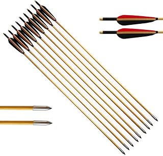 ZSHJGJR 8 pcs Archery Traditional Wooden Arrows 31.5" Handmade Hunting Target Wooden Arrows with 5" Turkey Feather Fletching for Recurve Longbow