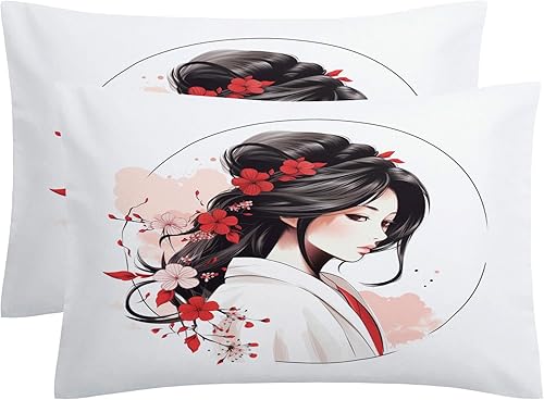 Miniatura 2 de OmErsa Funda de edredón para niña, tamaño California King, juego de ropa de cama japonesa de 3 piezas, funda de edredón de microfibra suave con