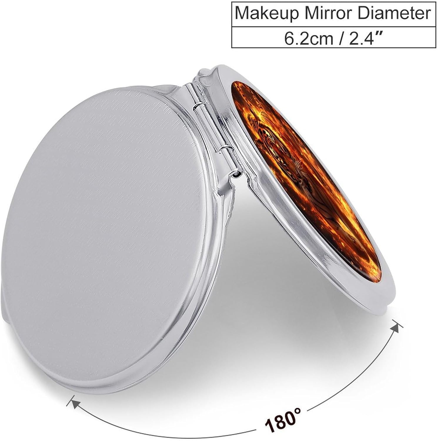 Fire Tiger Animal Compact Makeup Mirror Mini Foldable Cosmetic Mirror Portable Travel Mirror for Purse Pocket
