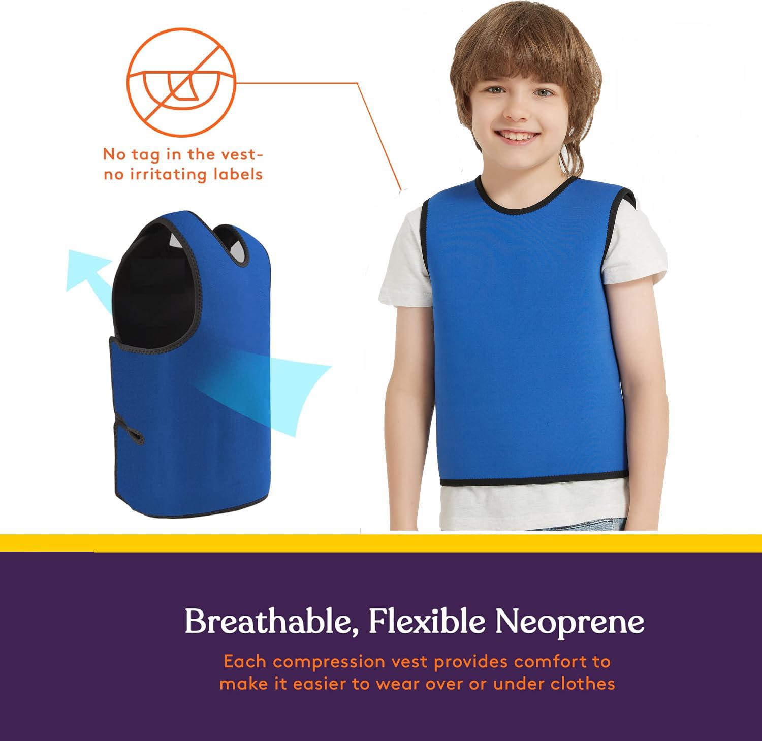 Chaleco de compresión sensorial para niños, chaleco de presión profunda para autismo, ropa sensorial