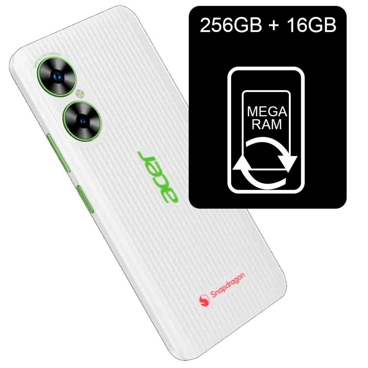 acer Smartphone Sospiro C2 4G White Green, Snapdragon 680, 4GB+256GB, Pantalla 6.51″, Cámara 50MP, Batería 5000mAh