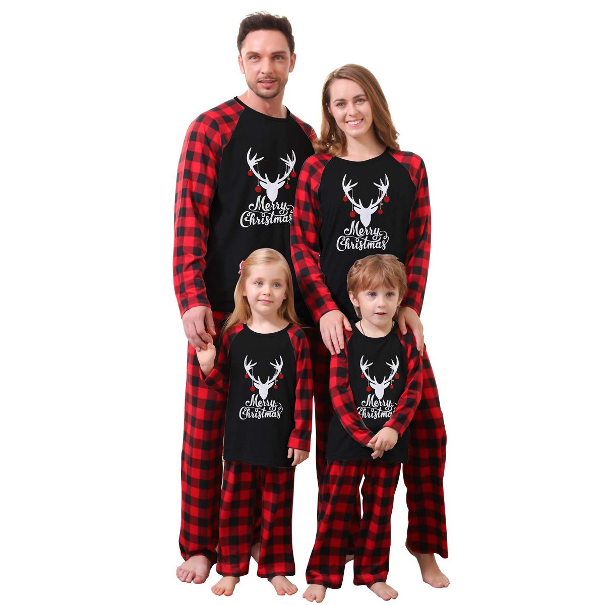 ZOEREA Ensemble Pyjama Famille de Noël Vêtement de Nuit Barboteuse Pyjamas à Deux Pièces Set T-Shirt à Manches Longues et Pantalon pour Mère Père Enfant Bébé
