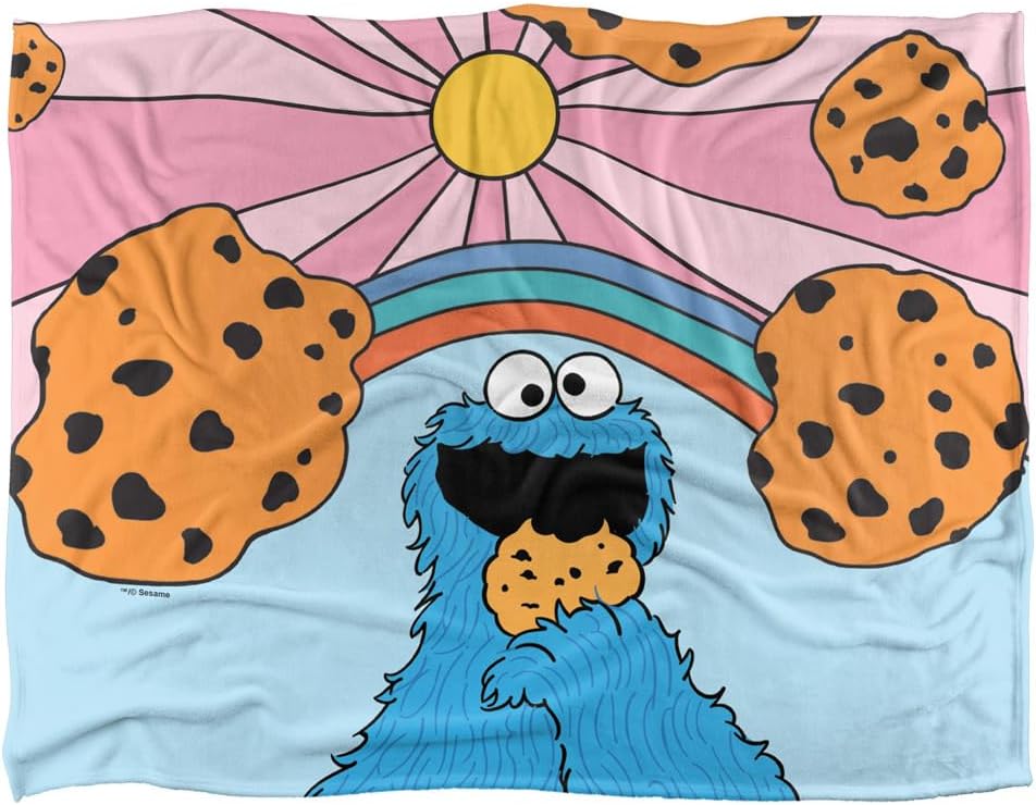 Sesame Street Blanket, 60"x80" Cookie Monster Sunrise Silky Touch Super Soft Throw Blanket
