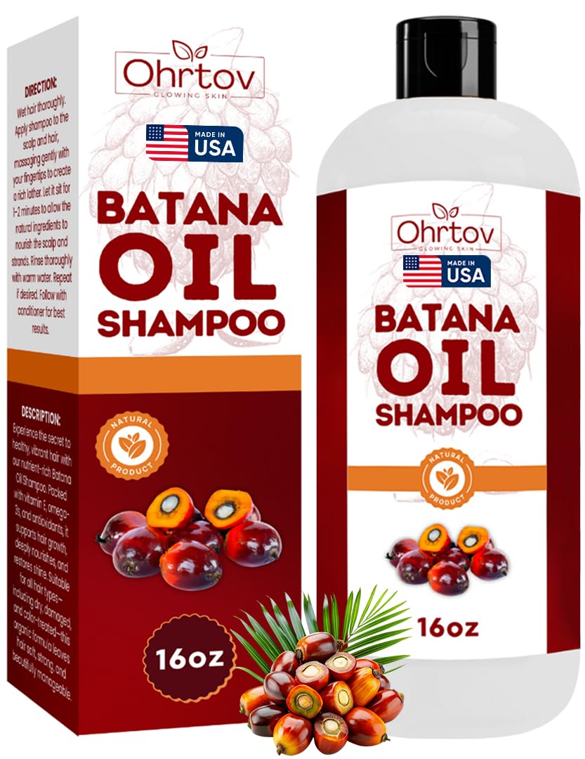 Batana Oil Shampoo – Natural Hair Growth Shampoo for Thinning Hair & Hair Loss – Thickening, Volumizing, & Strengthening Formula to Nourish Dry, Brittle Hair – Botana Oil for Men & Women, Made in USA