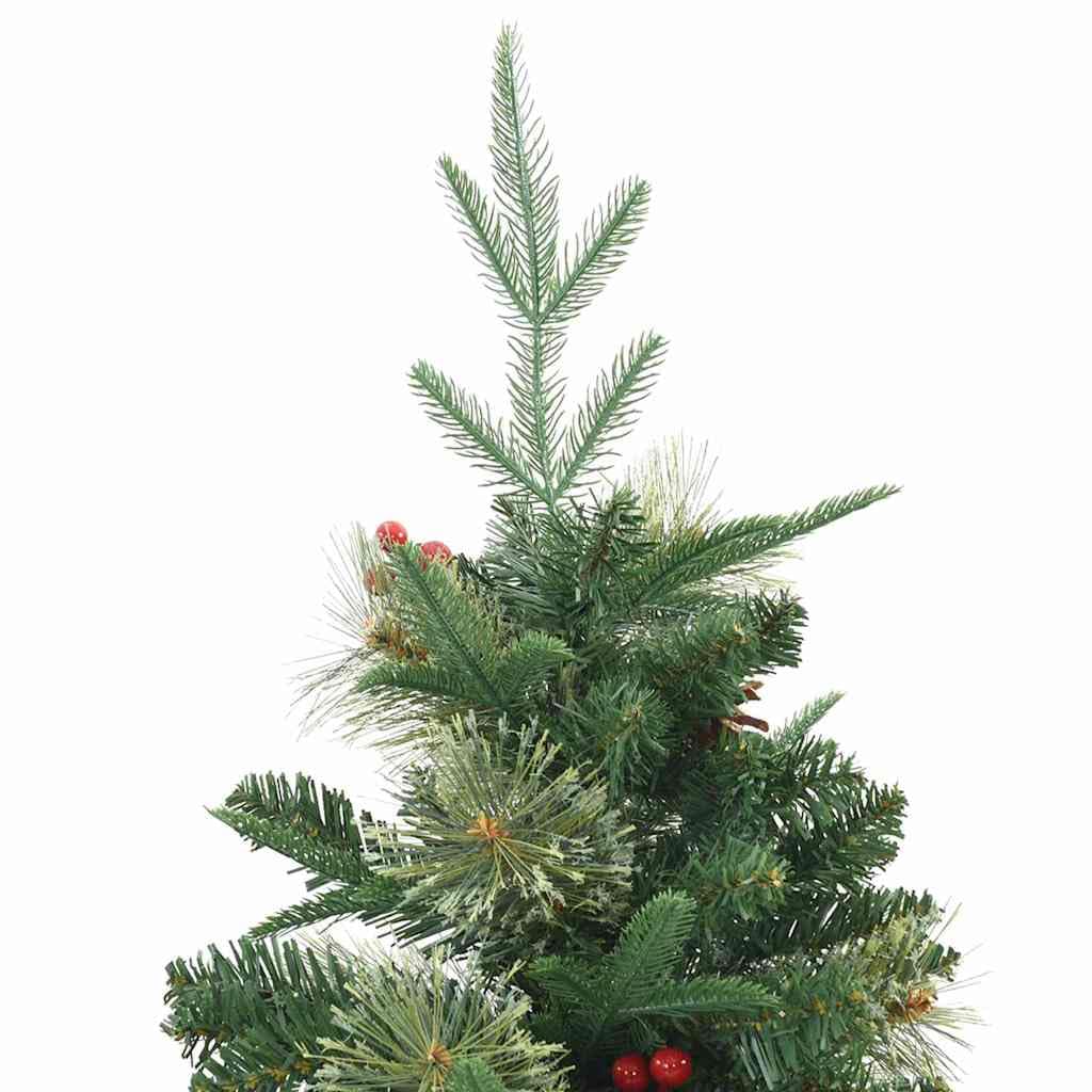 vidaXL Albero di Natale Artificiale con Rami Pieghevoli Verde 180 cm, Albero di Natale a forma di cono, decorazione resistente, luci festive con stringa bianca calda