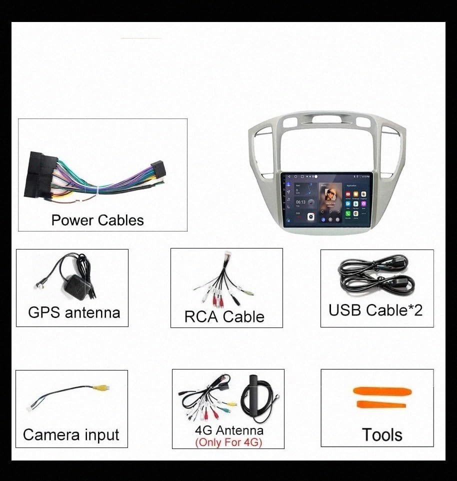 Radio Coche Bluetooth Mirror Link para Toyota Highlander 2001-2007 Táctil 7