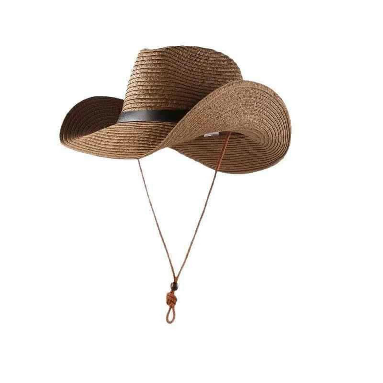 Cappello Pescatore Uomo Cappelli da Sole Estivi in Paglia Intrecciata A Tesa Larga Spiaggia