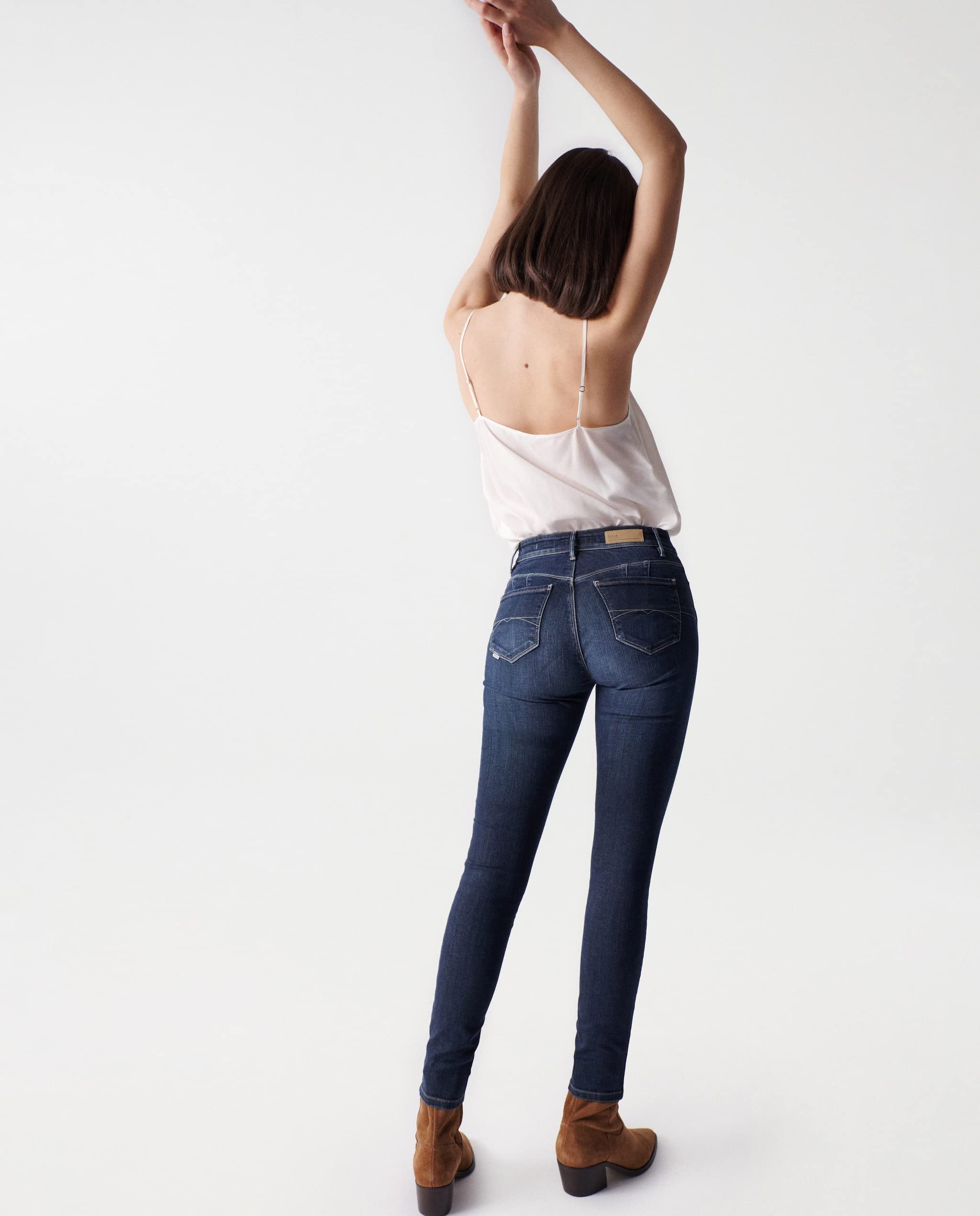 Salsa Push Up Destiny - Pantalones Vaqueros Ajustados con Lavado Oscuro, Blau, W25