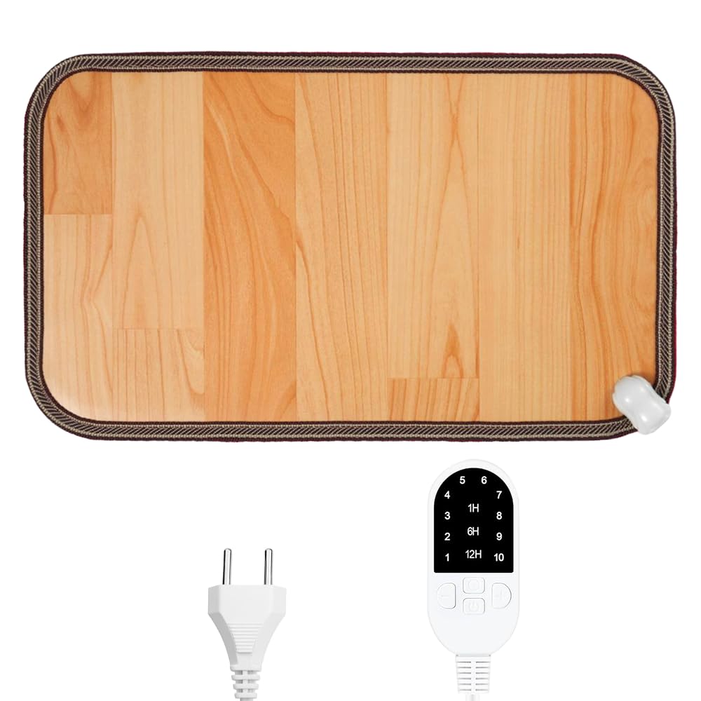 Tappeto Riscaldante Piedi, 50 x 30 cm Scaldapiedi Elettrico Portatile, Scalda Piedi Casa Elettrico con 10 Livelli di Temperatura & 3 Timer, Tappetino Riscaldante Piedi per Casa e Ufficio