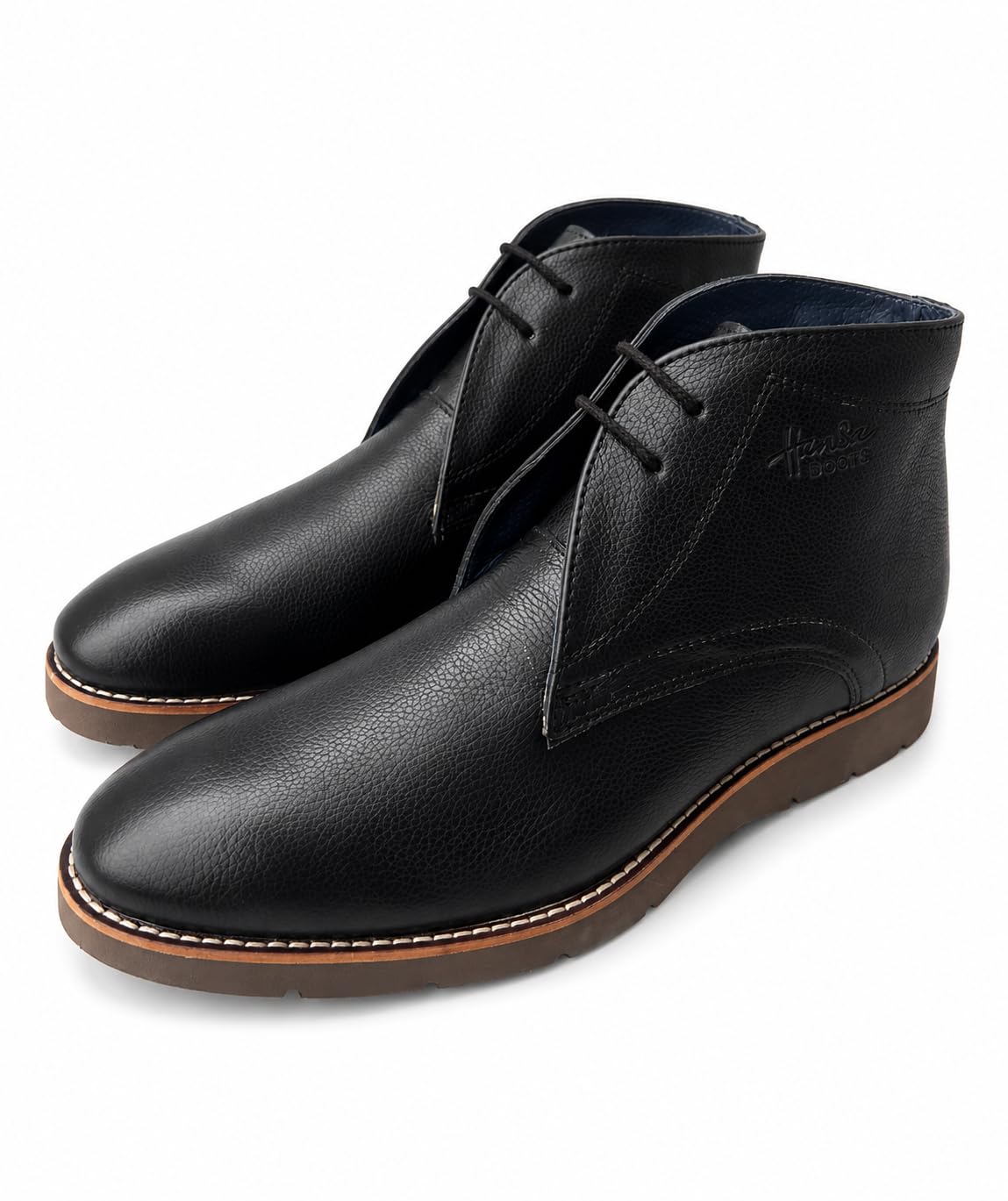 Boots Men's Black Chukka Boots | Premium Milled Leather | Lace-Up Ankle Boots | Cushioned Comfort | Lightweight TPR Sole | Casual and Office Wear (10, UK Footwear Size System, Adult, Men, Numeric, Medium, 10)-image-16