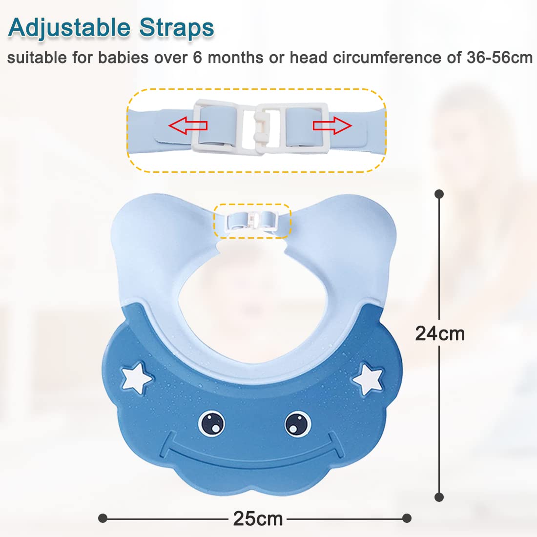 Enfants Shampoing Chapeau, Réglable Bonnet de Douche Bébé, Visiere Bain Enfant, Chapeau Douche Bébé Visière Bonnets, Casquette De Bain Bébé Protégez des Yeux, des Oreilles et du Visage
