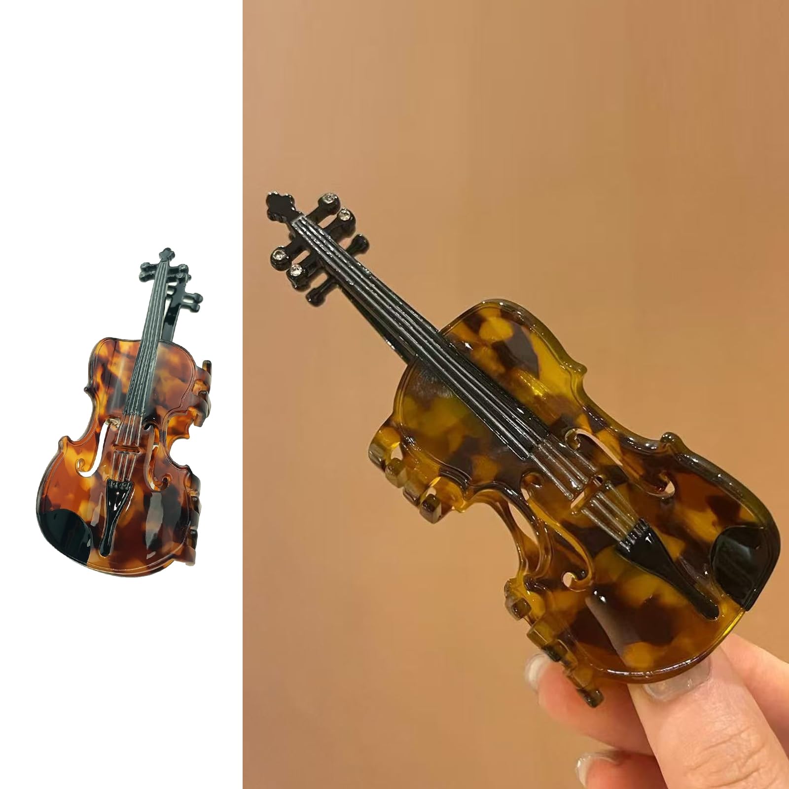 Funny Violin Hair Clip,Novelty Acetate Claw Clips for Women,Music Instrument Tortoiseshell Jaw Clip Barrettes,Elegant Decorative Hair Barrette Accessories,Birthday Holiday Gifts