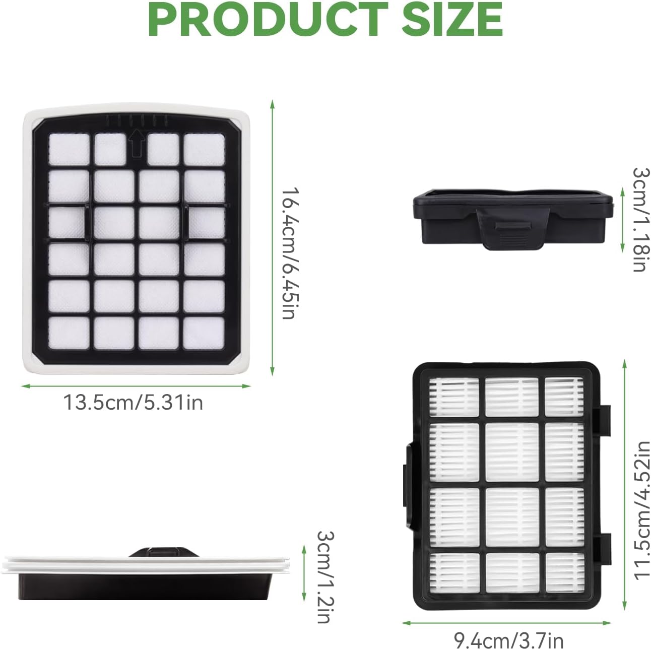 Replacement Filters Compatible with Eureka NEN180 NEN186BL Bagless Canister Vacuum Cleaner - Dust Cup Filters HEPA Filter Accessories Part, 2 + 2 Pack